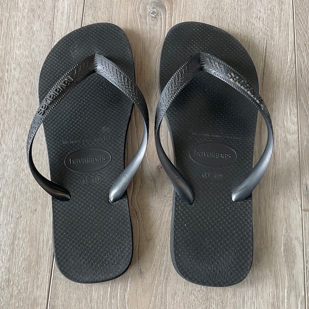HAVAIANAS Black Thong Flip Flop Black Unisex Size 11/12 Women 9/10 Men